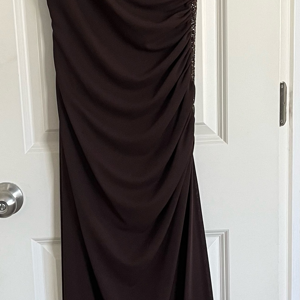 Laundry By Shelli Segal One Shoulder Dark Brown Dress
